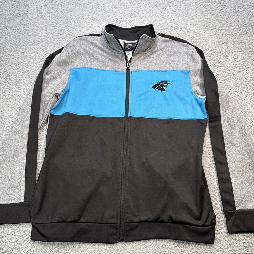 Outerstuff Carolina Panthers Jacket Youth Boys Large Blue Black Stripe NFL Zip